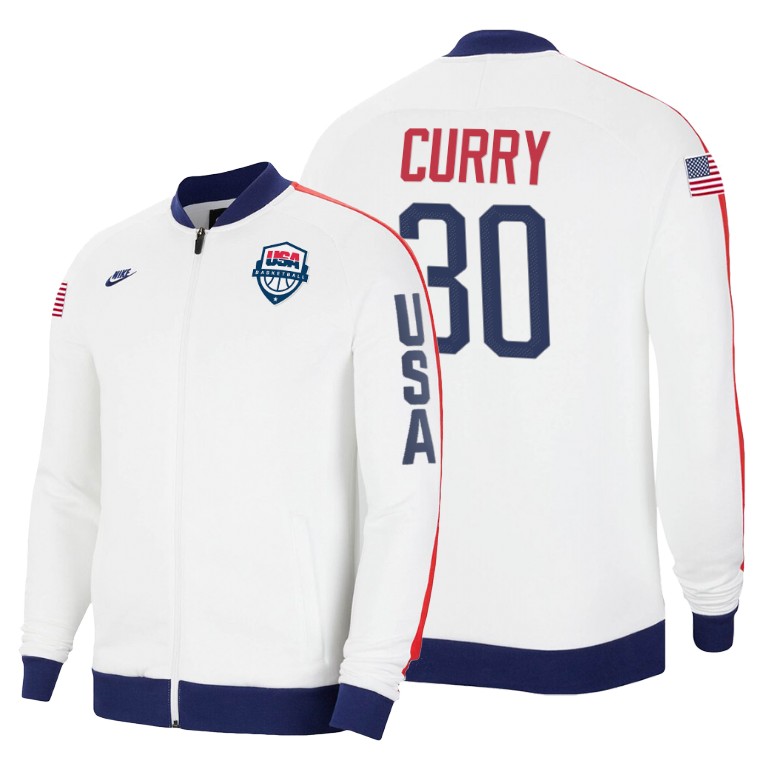 2020 Tokyo Olympics USA National Team Stephen Curry Golden State Warriors White Jacket