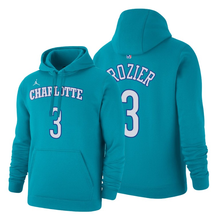 Terry Rozier #3 Charlotte Hornets 2019-20 Hardwood Classics Teal Pullover Hoodie