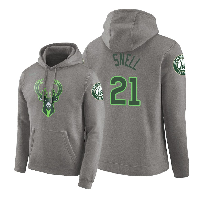 Milwaukee Bucks Tony Snell #21 earned edition Gray Hoodie Milwaukee Bucks Tony Snell #21 earned edition Gray Hoodie