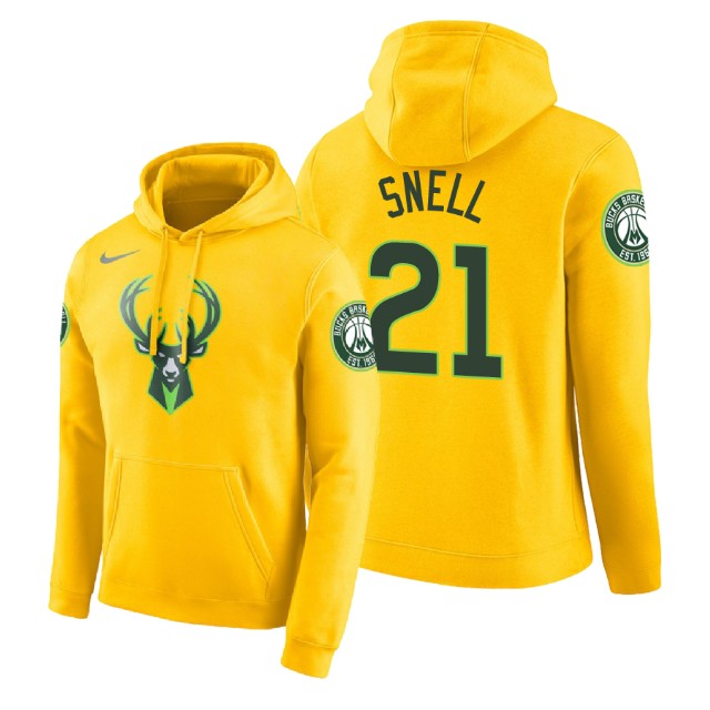 Milwaukee Bucks Tony Snell #21 Yellow 2018 City Edition Hoodie Milwaukee Bucks Tony Snell #21 Yellow 2018 City Edition Hoodie