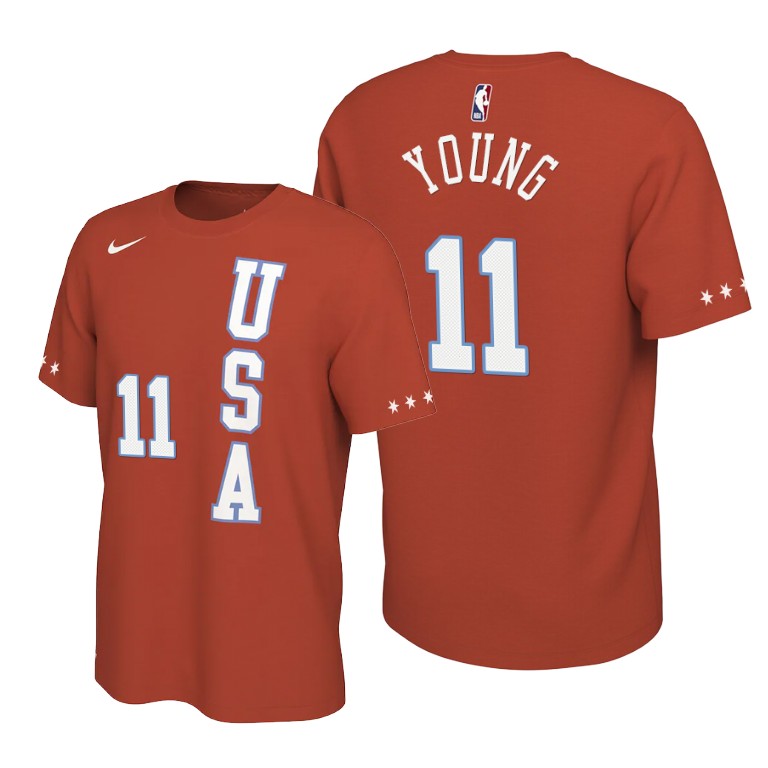 USA Team Trae Young Orange 2020 NBA Rising Star Atlanta Hawks #11 T-shirt