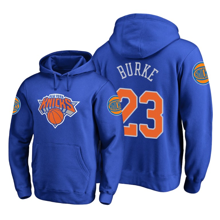 New York Knicks Trey Burke #23 Primary Logo Royal Hoodie New York Knicks Trey Burke #23 Primary Logo Royal Hoodie