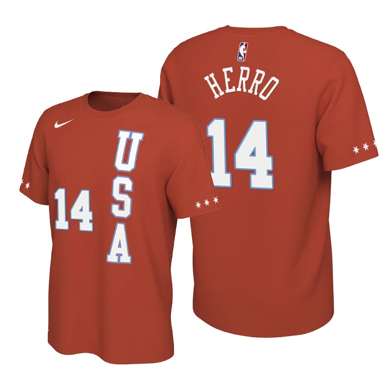 USA Team Tyler Herro Orange 2020 NBA Rising Star Miami Heat #14 T-shirt
