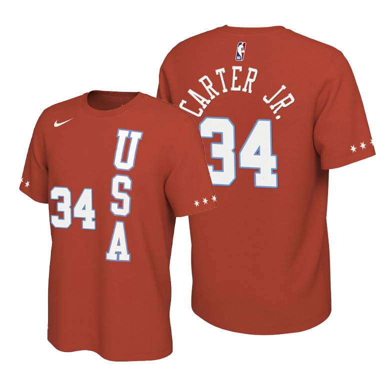 USA Team Wendell Carter Jr. Orange 2020 NBA Rising Star Chicago Bulls #34 T-shirt