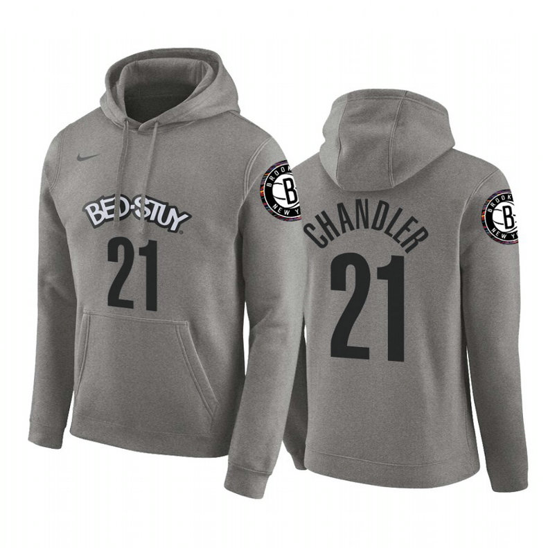 Wilson Chandler #21 Brooklyn Nets 2019-20 City Gray Pullover Hoodie Wilson Chandler #21 Brooklyn Nets 2019-20 City Gray Pullover Hoodie