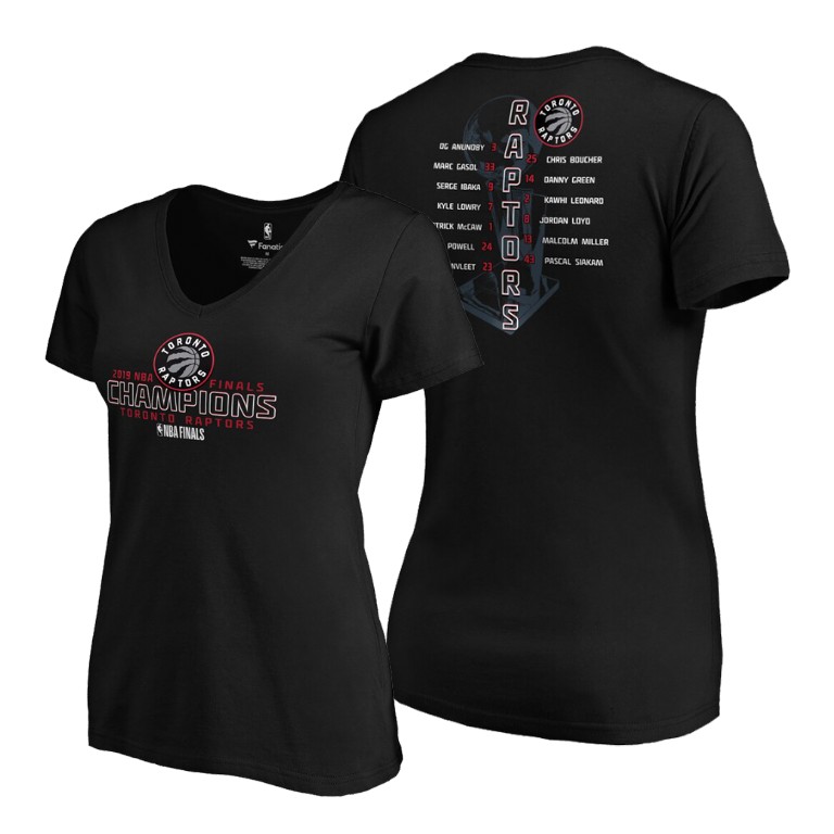 WOMEN Toronto Raptors 2019 NBA Finals Champions Black Faces of Victory Roster T-Shirt WOMEN Toronto Raptors 2019 NBA Finals Champions Black Faces of Victory Roster T-Shirt