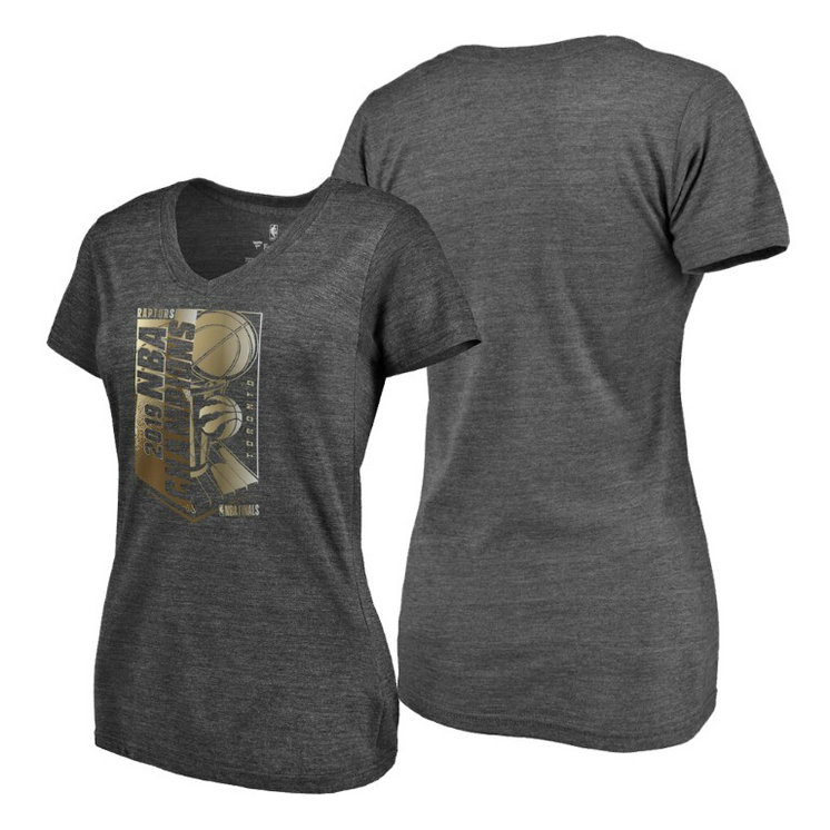WOMEN Toronto Raptors 2019 NBA Finals Champions Heather Charcoal Max Bling Gold Luxe T-Shirt WOMEN Toronto Raptors 2019 NBA Finals Champions Heather Charcoal Max Bling Gold Luxe T-Shirt
