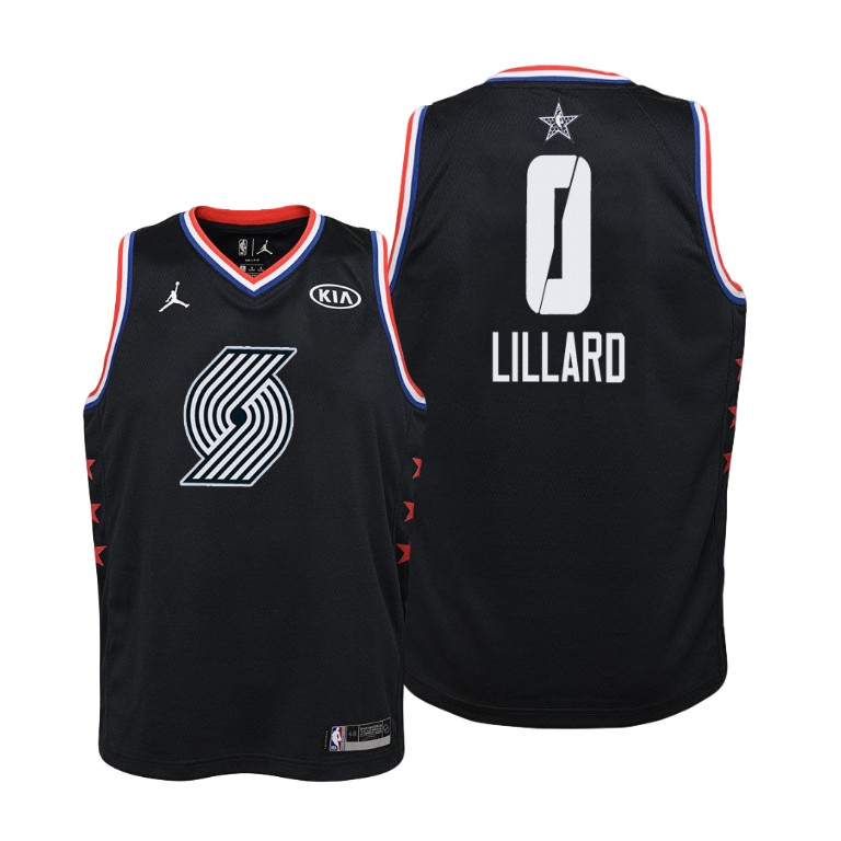 YOUTH Portland Trail Blazers #0 Damian Lillard 2019 All-Star Black Jersey YOUTH Portland Trail Blazers #0 Damian Lillard 2019 All-Star Black Jersey