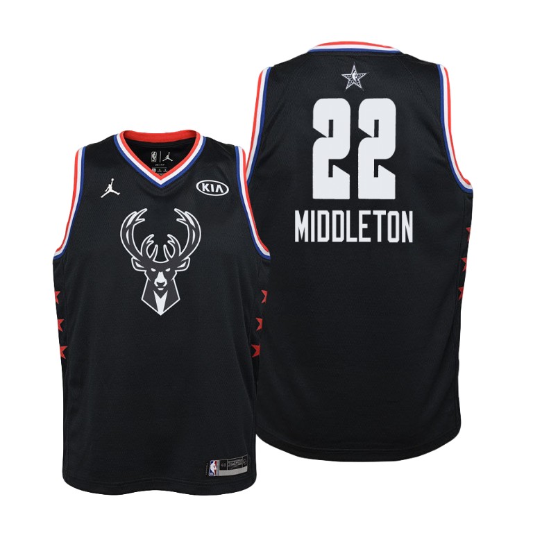 YOUTH Milwaukee Bucks #22 Khris Middleton 2019 All-Star Black Jersey