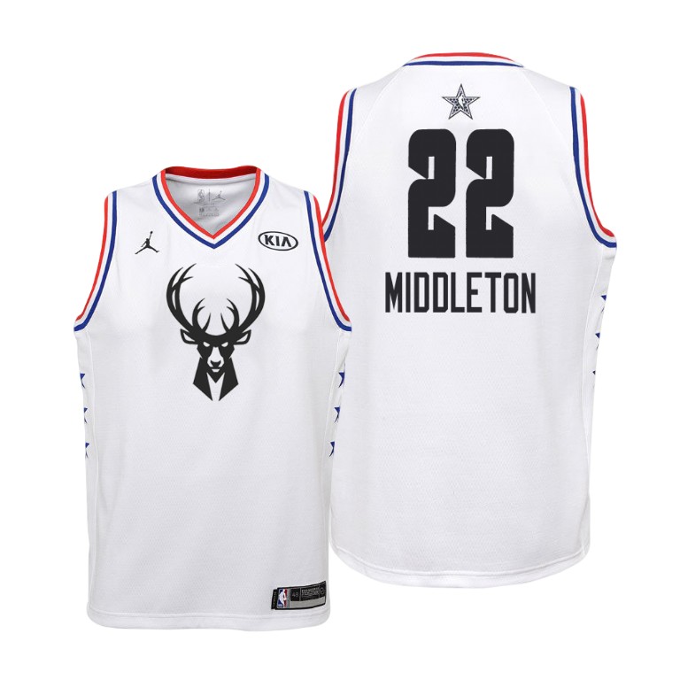 YOUTH Milwaukee Bucks #22 Khris Middleton 2019 All-Star White Jersey