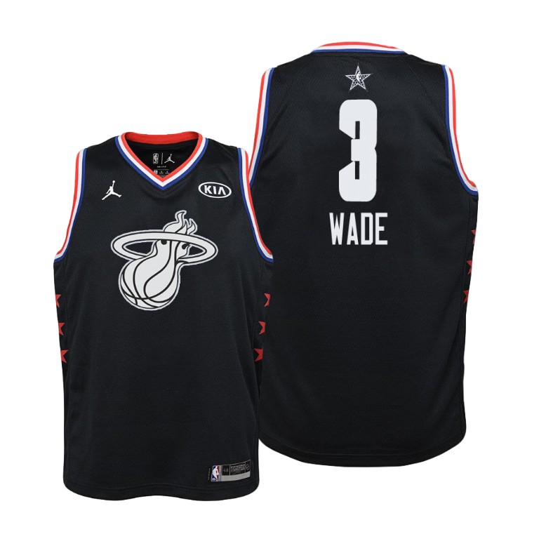 YOUTH Miami Heat #3 Dwyane Wade All-Star Black Jersey With 2023 NBA finals patch 