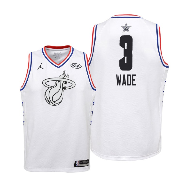 YOUTH Miami Heat #3 Dwyane Wade All-Star White Jersey With 2023 NBA finals patch 