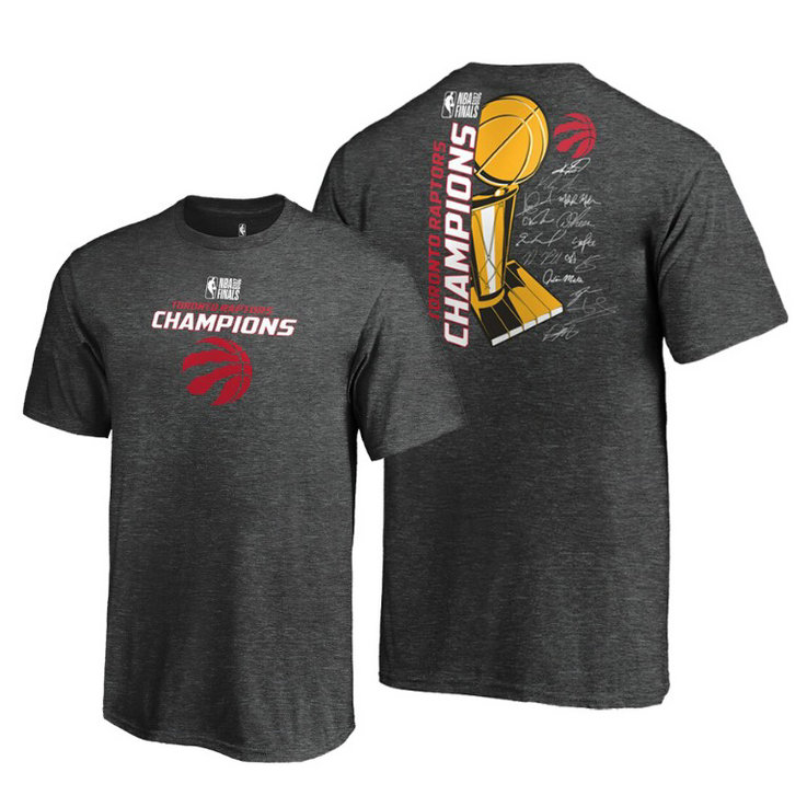 YOUTH Toronto Raptors 2019 NBA Finals Champions Heather Charcoal DNA Roster Signature T-Shirt YOUTH Toronto Raptors 2019 NBA Finals Champions Heather Charcoal DNA Roster Signature T-Shirt