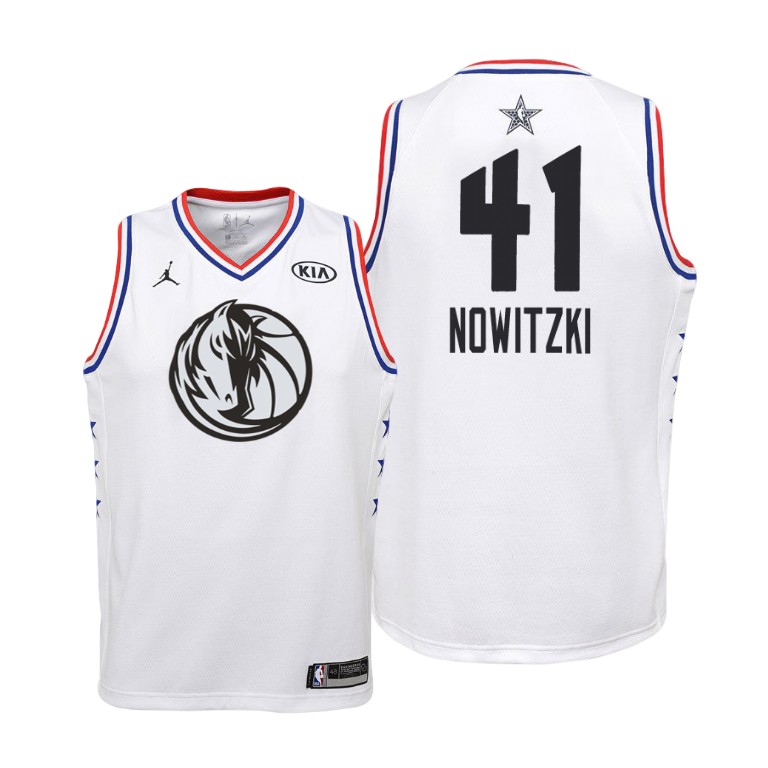 YOUTH Dallas Mavericks #41 Dirk Nowitzki 2019 All-Star White Jersey