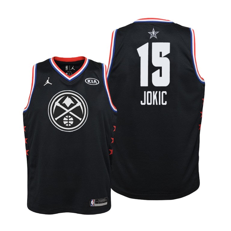 YOUTH Denver Nuggets #15 Nikola Jokic All-Star Black Jersey With 2023 NBA finals patch 