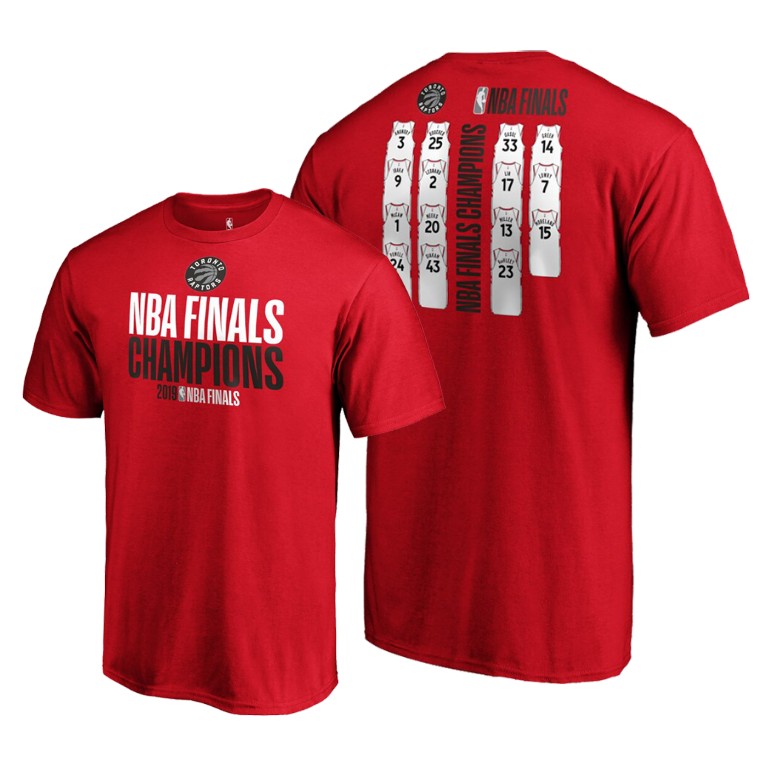 YOUTH Toronto Raptors 2019 NBA Finals Champions Red Team Ambition Roster T-Shirt