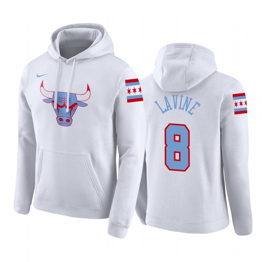 Chicago Bulls Zach LaVine #8 Pullover White City Hoodie