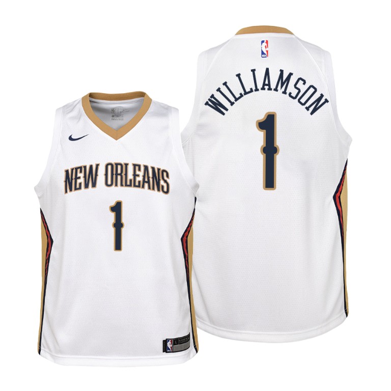 YOUTH 2019 Draft New Orleans Pelicans Zion Williamson 2019-20 Association Jersey YOUTH 2019 Draft New Orleans Pelicans Zion Williamson 2019-20 Association Jersey