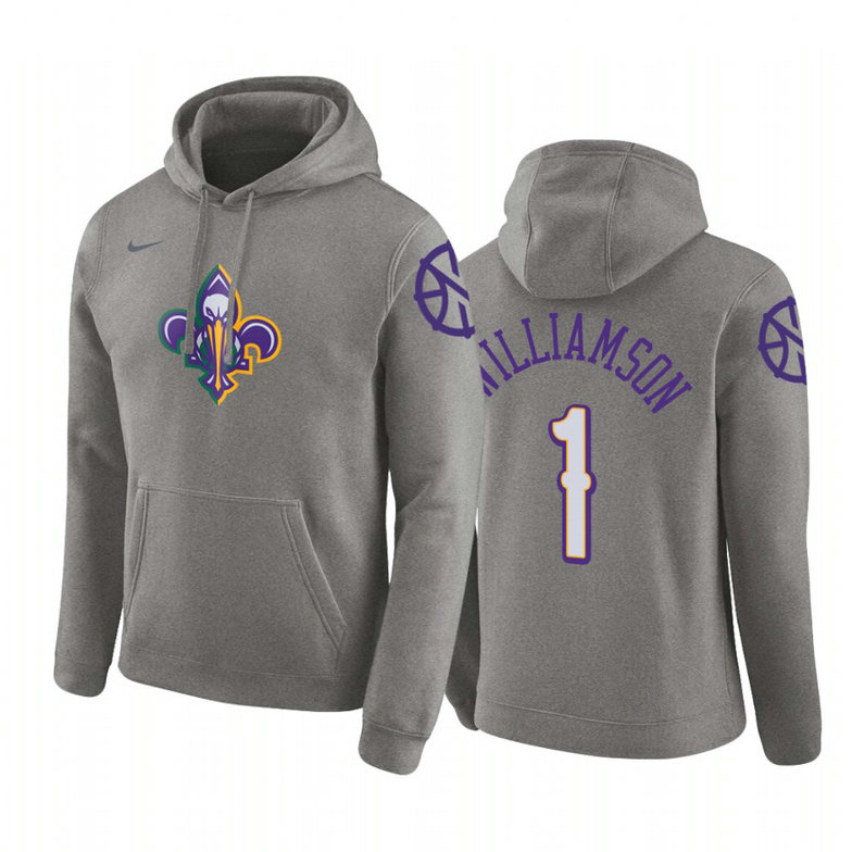 Zion Williamson #1 New Orleans Pelicans 2019-20 City Heather Gray Pullover Hoodie Zion Williamson #1 New Orleans Pelicans 2019-20 City Heather Gray Pullover Hoodie