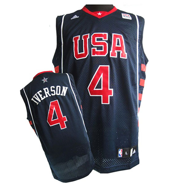 Allen Iverson 2004 Olympics USA Dream Team #4 Swingman Blue Jersey Allen Iverson 2004 Olympics USA Dream Team #4 Swingman Blue Jersey