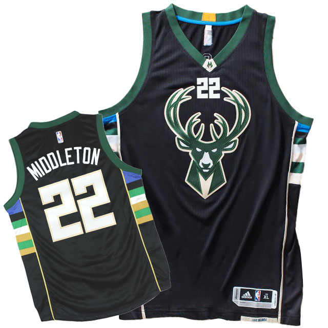Khris Middleton 2015-16 Season Milwaukee Bucks #22 New Black Jersey Khris Middleton 2015-16 Season Milwaukee Bucks #22 New Black Jersey