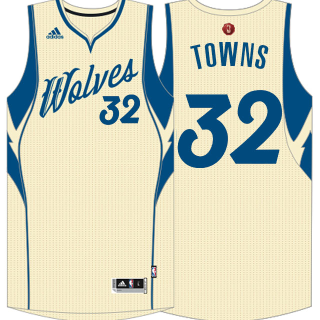 Minnesota Timberwolves #32 Karl-Anthony Towns Cream 2015 Christmas Day Swingman Jersey