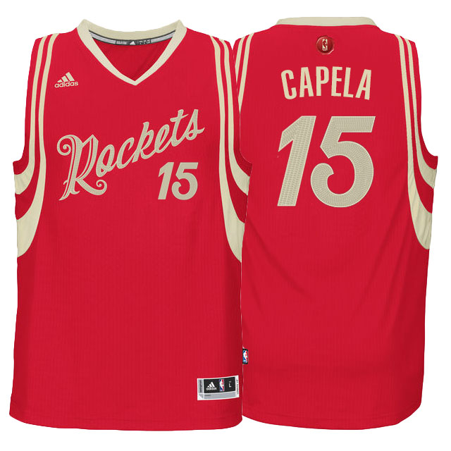 NBA 2015-16 Season Houston Rockets #15 Clint Capela Christmas Red Jersey