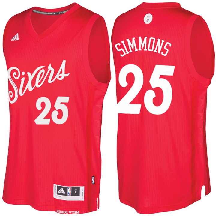 NBA Philadelphia 76ers #25 Ben Simmons Red 2016-17 Christmas Day Jersey NBA Philadelphia 76ers #25 Ben Simmons Red 2016-17 Christmas Day Jersey