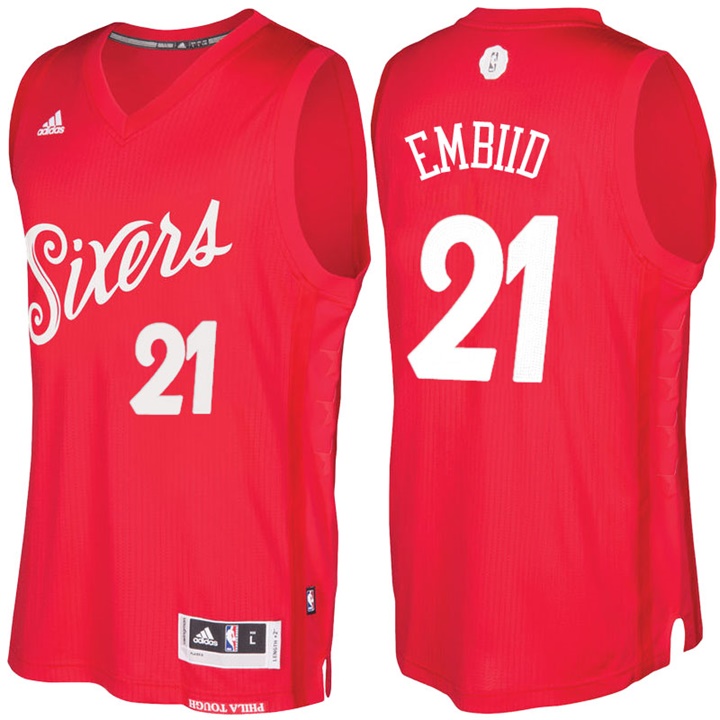 NBA Philadelphia 76ers #21 Joel Embiid Red 2016-17 Christmas Day Jersey NBA Philadelphia 76ers #21 Joel Embiid Red 2016-17 Christmas Day Jersey