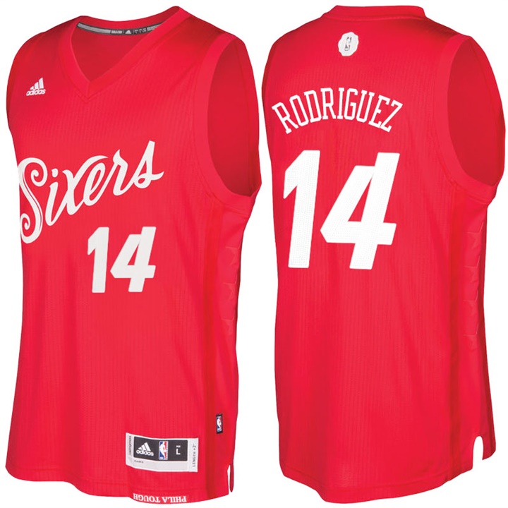 NBA Philadelphia 76ers #14 Sergio Rodriguez Red 2016-17 Christmas Day Jersey