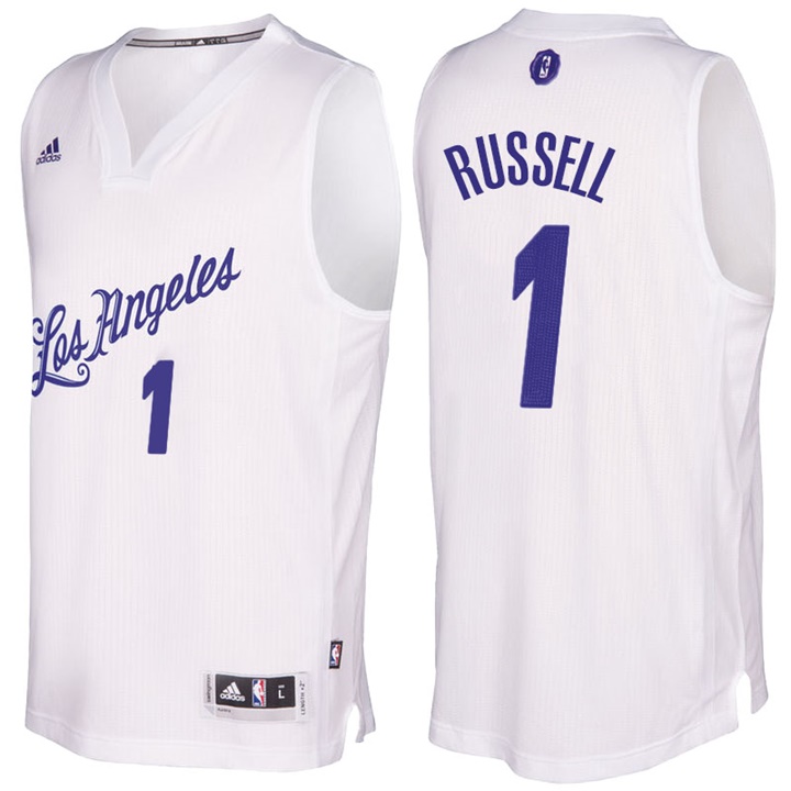NBA Los Angeles Lakers #1 D'Angelo Russell White 2016-17 Christmas Day Jersey