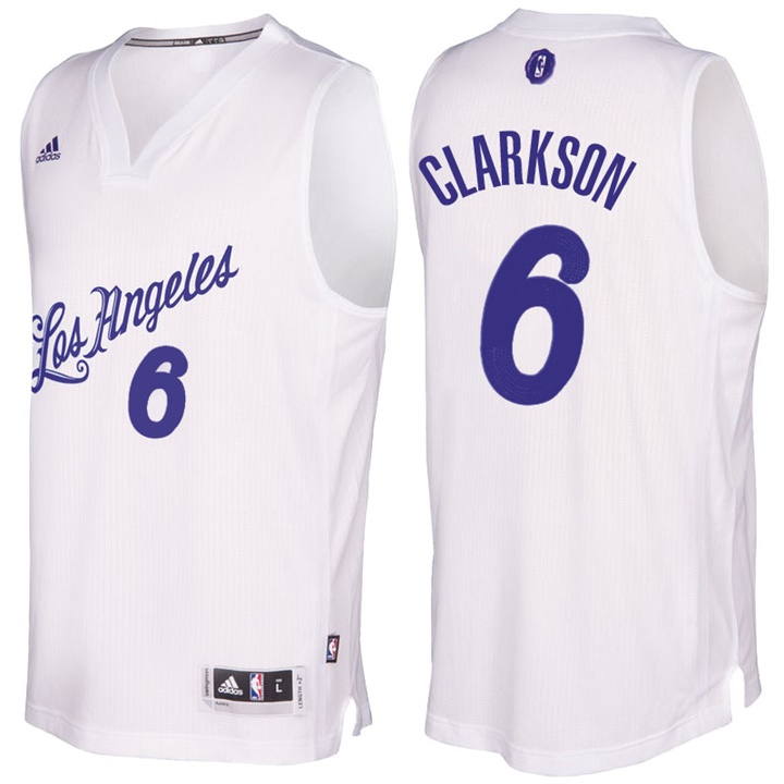 NBA Los Angeles Lakers #6 Jordan Clarkson White 2016-17 Christmas Day Jersey