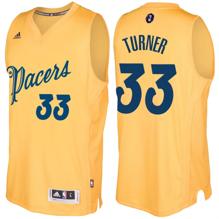 NBA Indiana Pacers #33 Myles Turner Gold 2016-17 Christmas Day Jersey