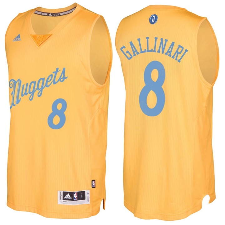 NBA Denver Nuggets #8 Danilo Gallinari Gold 2016-17 Christmas Day Jersey NBA Denver Nuggets #8 Danilo Gallinari Gold 2016-17 Christmas Day Jersey