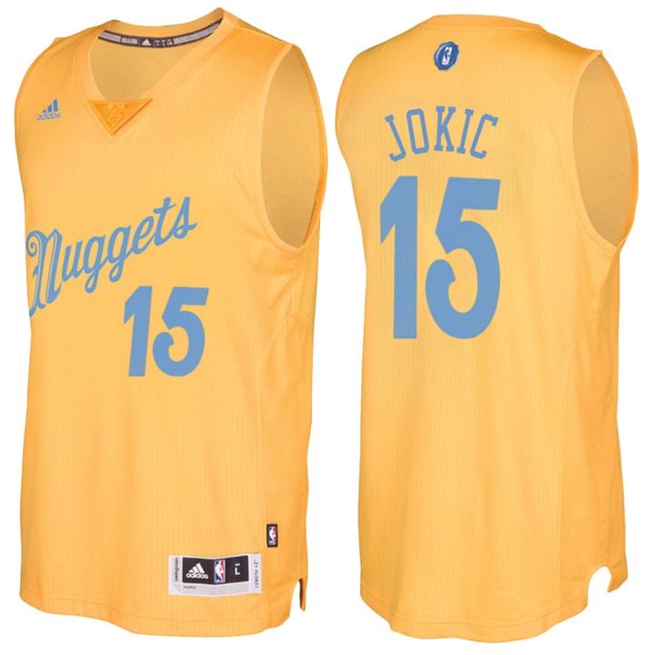 NBA Denver Nuggets #15 Nikola Jokic Gold 2016-17 Christmas Day Jersey