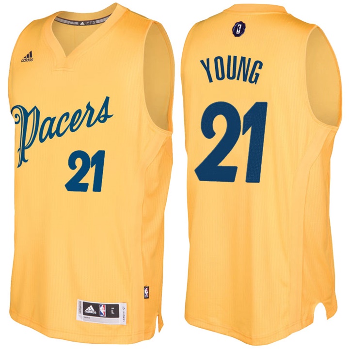 NBA Indiana Pacers #21 Thaddeus Young Gold 2016-17 Christmas Day Jersey