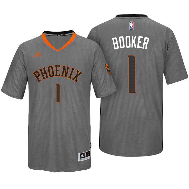 2016-17 Season Devin Booker Phoenix Suns #1 New Swingman Charcoal Pride Sleeved Jersey 2016-17 Season Devin Booker Phoenix Suns #1 New Swingman Charcoal Pride Sleeved Jersey