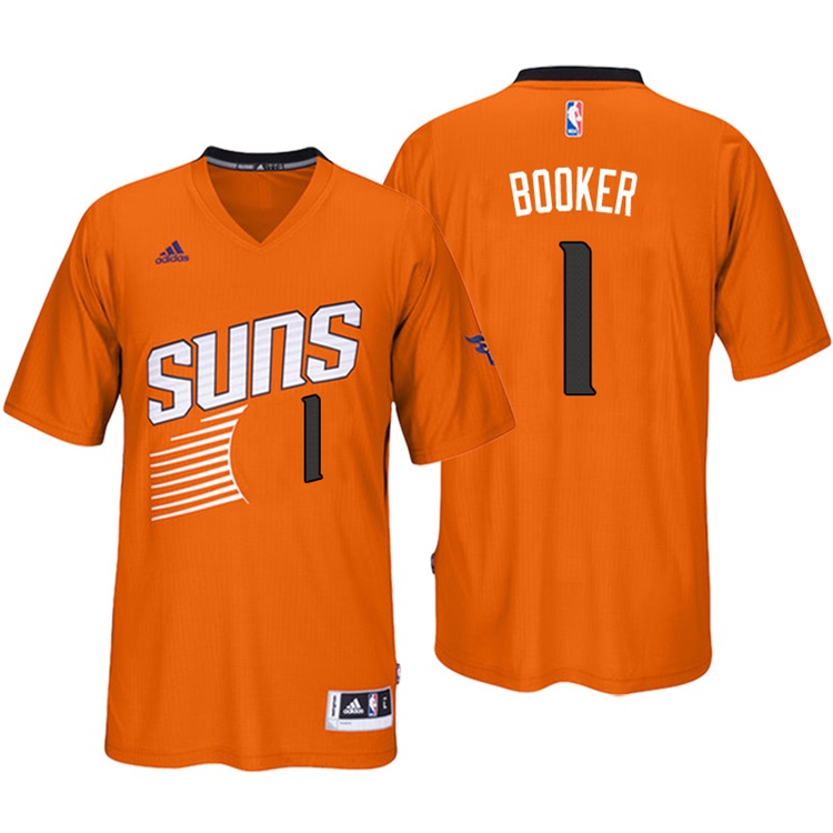 2016-17 Season Devin Booker Phoenix Suns #1 New Swingman Orange Pride Sleeved Jersey 2016-17 Season Devin Booker Phoenix Suns #1 New Swingman Orange Pride Sleeved Jersey