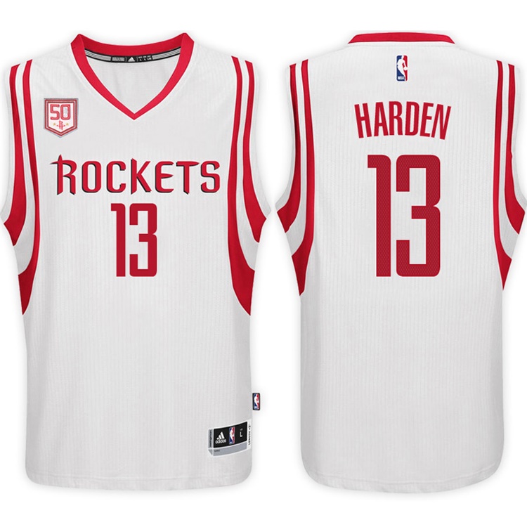 2016-17 Season James Harden Houston Rockets #13 50th Anniversary Patch Home White Jersey 2016-17 Season James Harden Houston Rockets #13 50th Anniversary Patch Home White Jersey