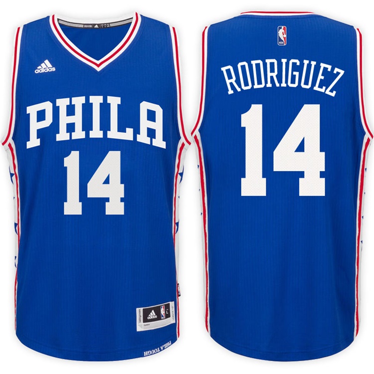 2016-17 Season Sergio Rodriguez Philadelphia 76ers #14 New Swingman Road Blue Jersey 2016-17 Season Sergio Rodriguez Philadelphia 76ers #14 New Swingman Road Blue Jersey