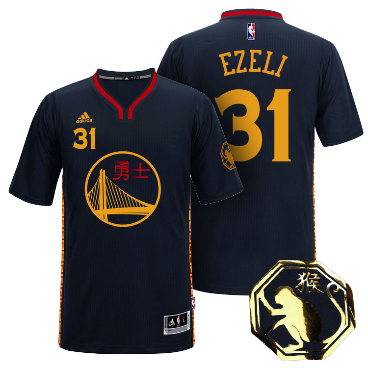 Festus Ezeli Golden State Warriors #31 2016 Chinese New Year of Monkey Black Sleeves Jersey Festus Ezeli Golden State Warriors #31 2016 Chinese New Year of Monkey Black Sleeves Jersey