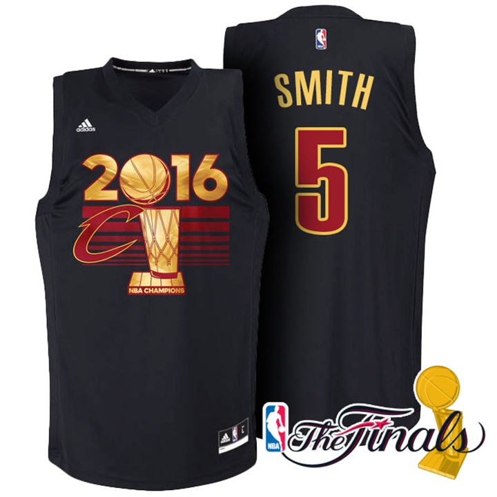 JR Smith Cleveland Cavaliers #5 2016 NBA Finals Champions Black Jersey