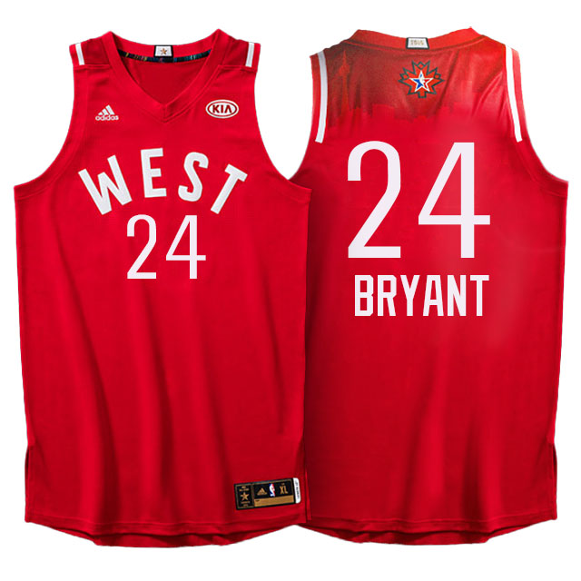 NBA 2016 Toronto All Star Western Conference Lakers #24 Kobe Bryant Red Jersey
