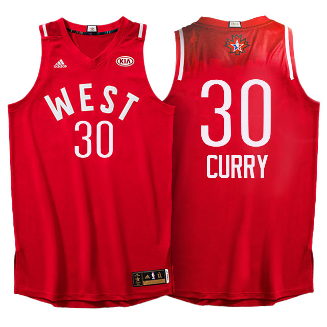 NBA 2016 Toronto All Star Western Conference Warriors #30 Stephen Curry Red Jersey