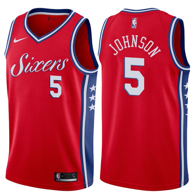 2017-18 Season Amir Johnson Philadelphia 76ers #5 Statement Stubhub Red Jersey