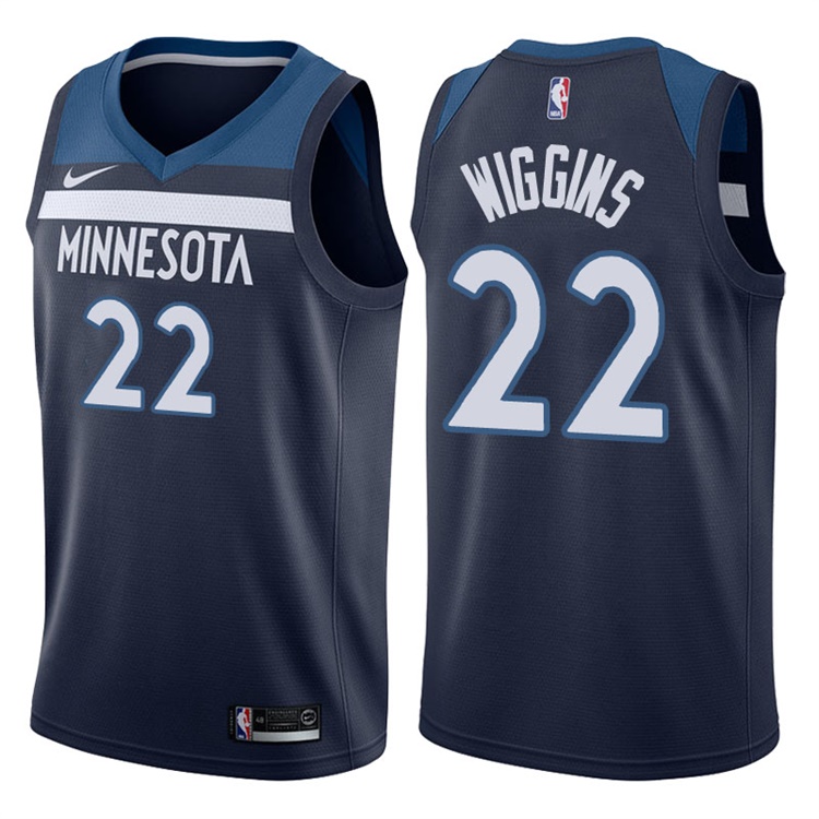 2017-18 Season Andrew Wiggins Minnesota Timberwolves #22 Icon Navy Swingman Jersey