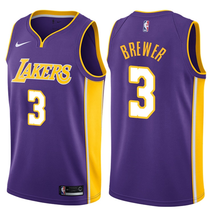 2017-18 Season Corey Brewer Los Angeles Lakers #3 Statement Purple Jersey 2017-18 Season Corey Brewer Los Angeles Lakers #3 Statement Purple Jersey