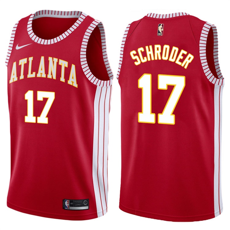 2017-18 Dennis Schroder Atlanta Hawks #17 Red Hardwood Classic Edition Swingman Jersey