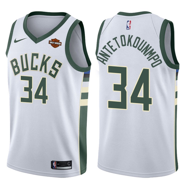 2017-18 Season Giannis Antetokounmpo Milwaukee Bucks #34 Association White Jersey