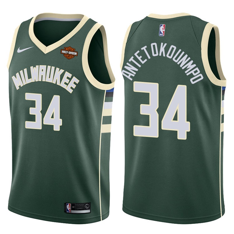 2017-18 Season Giannis Antetokounmpo Milwaukee Bucks #34 Icon Green Jersey